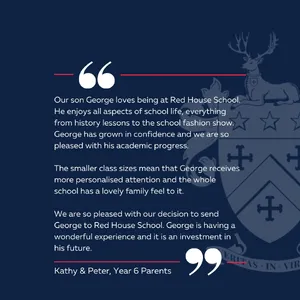 📢 An education at Red House is an investment in your child’s future. With smaller class sizes, bespoke learning, and a unique family atmosphere, children grow in confidence and reach their potential. But don’t just take our word for it…💬 Kathy and Peter, Year 6 parents, said:
“Our son George loves being at Red House School. He enjoys all aspects of school life, everything from history lessons to the school fashion show. George has grown in confidence and we are so pleased with his academic progress.The smaller class sizes mean that George receives more personalised attention and the whole school has a lovely family feel to it.We are so pleased with our decision to send George to Red House School. George is having a wonderful experience and it is an investment in his future.”🏫 Come and experience life at Red House. Book a place at our Twilight Tours event:
🗓️ Thursday 15 May
🕓 Nursery & Junior School 4-6pm
🕟 Senior School 4.30-6.30pm👇 Book now
🔗 Link in bio
📞 Mrs Claire Bellerby – 01642 558119
📧 admissions@redhouseschool.co.uk
📍 Red House School, Norton#DontJustTakeOurWordForIt #RedHouseSchool #AnEducationEnjoyed #IndependentSchoolNorthEast #Norton